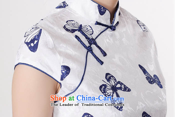 2015 Summer new stylish new pure cotton is pressed to Sau San stylish collar short-sleeved light purple butterfly flower Tang dynasty blue qipao D0220 175/2XL picture, prices, brand platters! The elections are supplied in the national character of distribution, so action, buy now enjoy more preferential! As soon as possible.