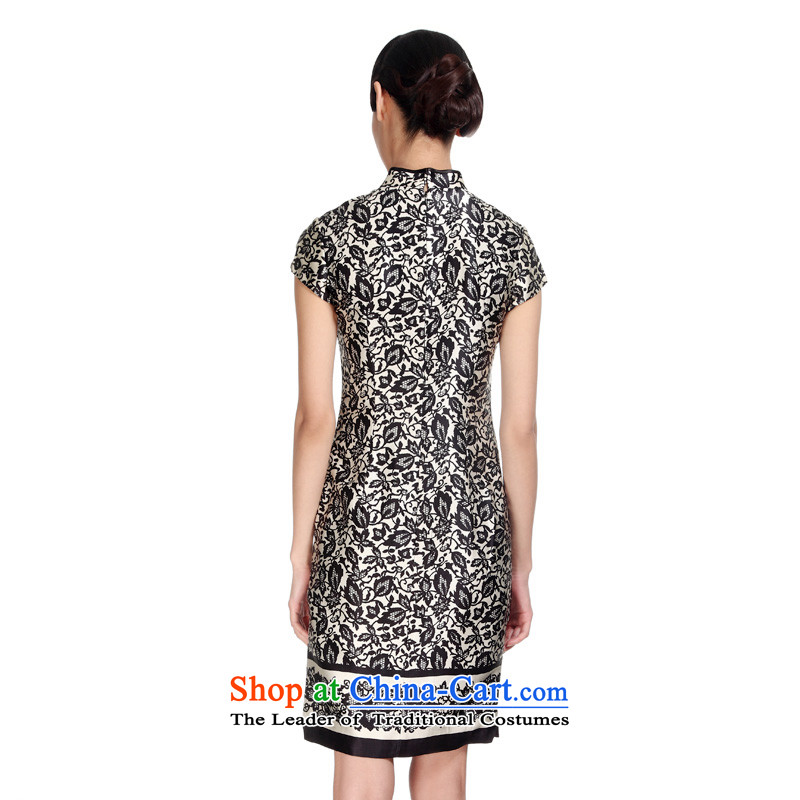 True 2015 : New Silk Cheongsam dress the Sau San stamp improved Silk Dresses 11548 01 black wood really a , , , XXL, shopping on the Internet