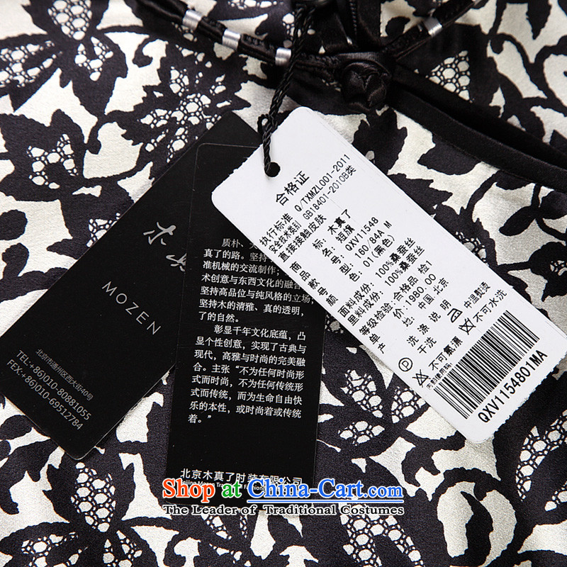 True 2015 : New Silk Cheongsam dress the Sau San stamp improved Silk Dresses 11548 01 black wood really a , , , XXL, shopping on the Internet