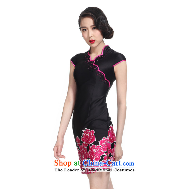 The 2015 summer wood really new products, short cheongsam dress stamp female package mail 21,995 01 black wood really a , , , XXL, shopping on the Internet