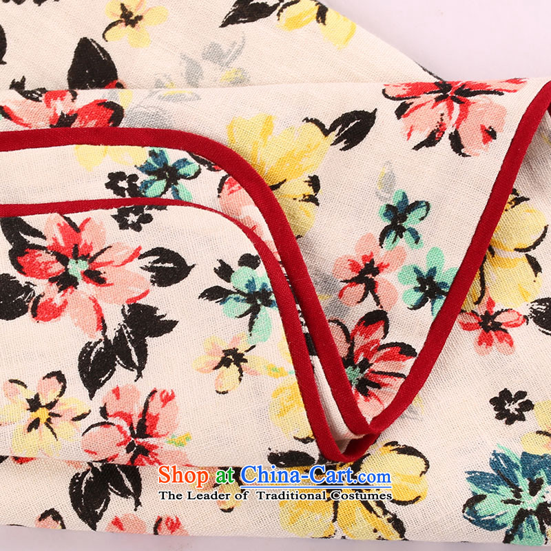 【 Yat lady- Summer Tsing du qipao improved stylish new summer short-sleeved cotton linen flax retro qipao skirt red 2XL, Yat Lady , , , shopping on the Internet
