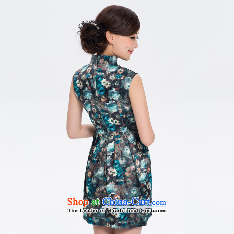 The elections as soon as possible take whispers Yat Lady 2015 Summer new stylish lace qipao retro short of qipao improved 2XL, blue skirt Yat Lady , , , shopping on the Internet