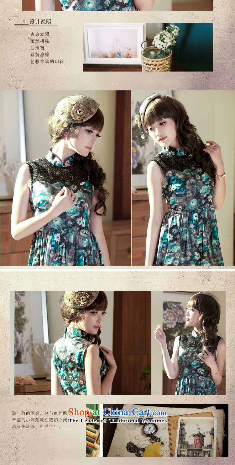 The elections as soon as possible take whispers Yat Lady 2015 Summer new stylish lace qipao retro short of qipao improved skirt blue 2XL Photo, prices, brand platters! The elections are supplied in the national character of distribution, so action, buy now enjoy more preferential! As soon as possible.
