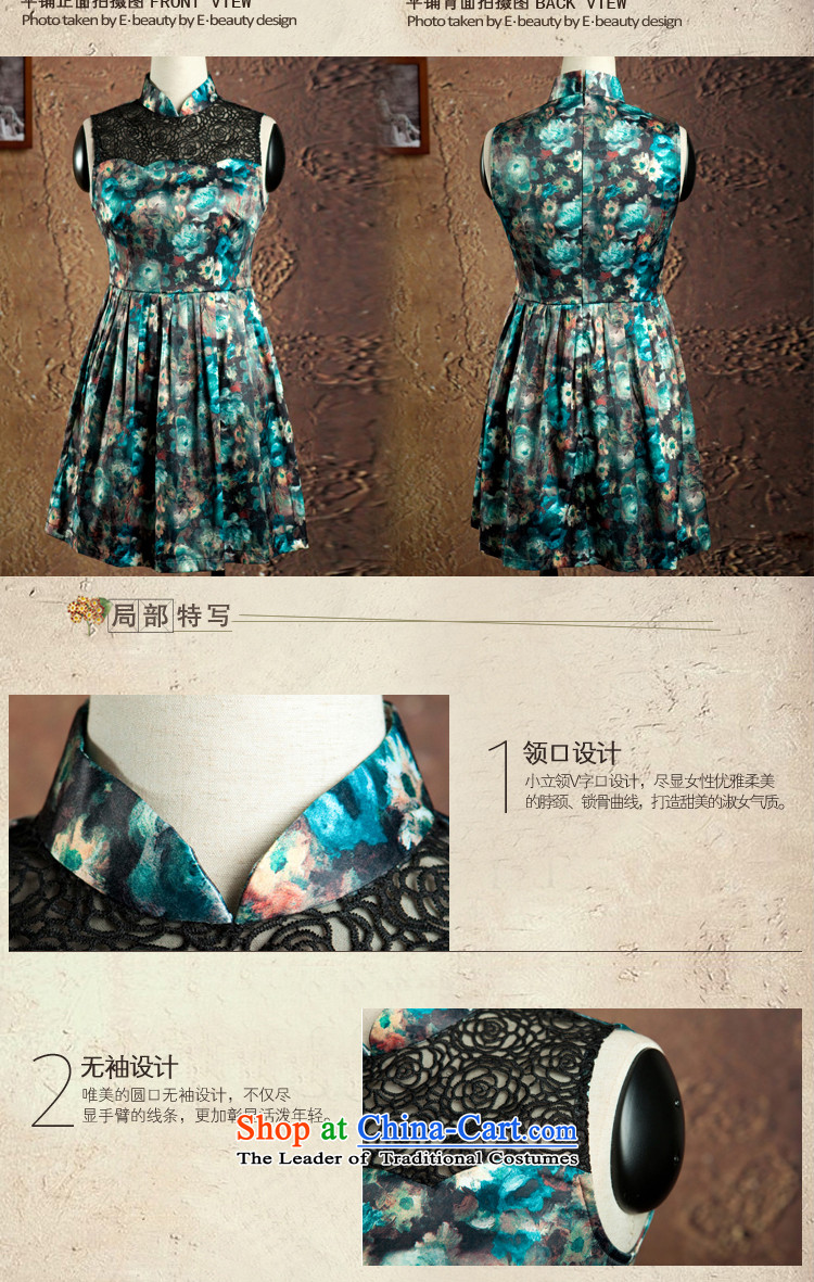 The elections as soon as possible take whispers Yat Lady 2015 Summer new stylish lace qipao retro short of qipao improved skirt blue 2XL Photo, prices, brand platters! The elections are supplied in the national character of distribution, so action, buy now enjoy more preferential! As soon as possible.