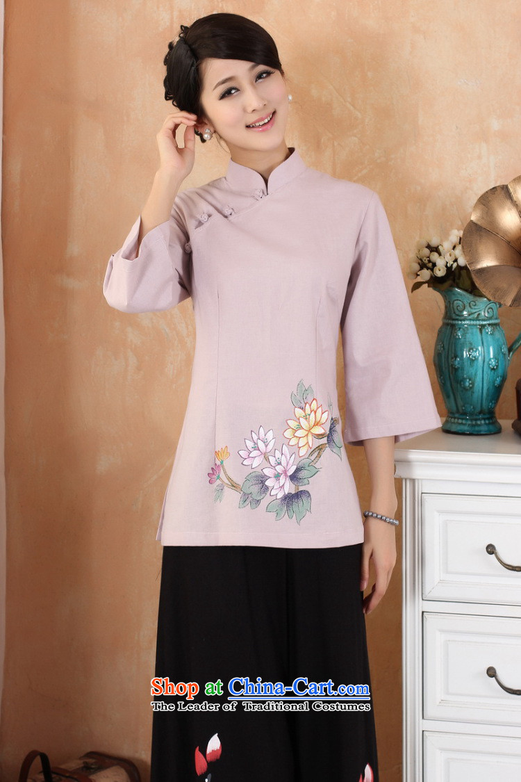 Ms. Li Jing Tong Women's clothes summer shirt collar cotton linen hand-painted Chinese Han-women in Tang Dynasty improved cuff 2380 - 1 Blue PUERTORRICANS recommendations 85-100 catty) Picture, prices, brand platters! The elections are supplied in the national character of distribution, so action, buy now enjoy more preferential! As soon as possible.