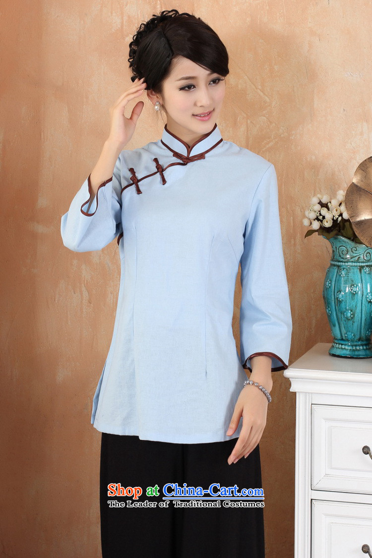 Ms. Li Jing Tong Women's clothes summer shirt collar cotton linen Chinese Han-women in Tang Dynasty improved cuff - 2 white L picture, prices, brand platters! The elections are supplied in the national character of distribution, so action, buy now enjoy more preferential! As soon as possible.