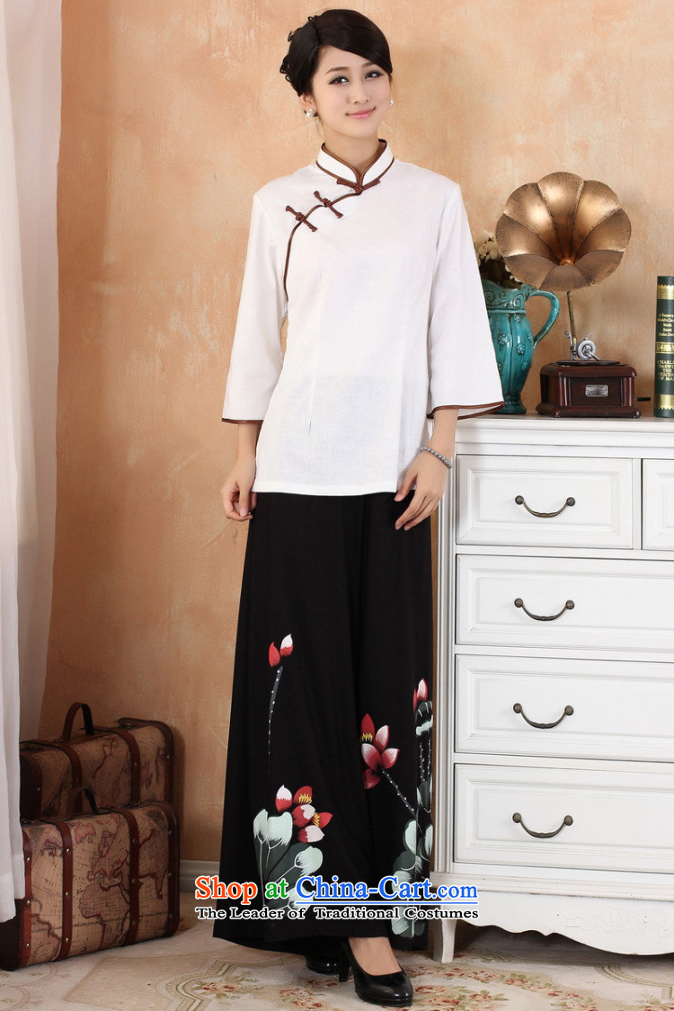 Ms. Li Jing Tong Women's clothes summer shirt collar cotton linen Chinese Han-women in Tang Dynasty improved cuff - 2 white L picture, prices, brand platters! The elections are supplied in the national character of distribution, so action, buy now enjoy more preferential! As soon as possible.