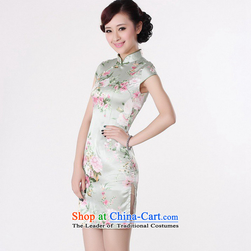 In Wisconsin, 2015, the new national wind is pressed to stamp Tang retro fitted cheongsam dress LJ5133 Green , L, Cheng Kejie Girl In Wisconsin, , , , shopping on the Internet