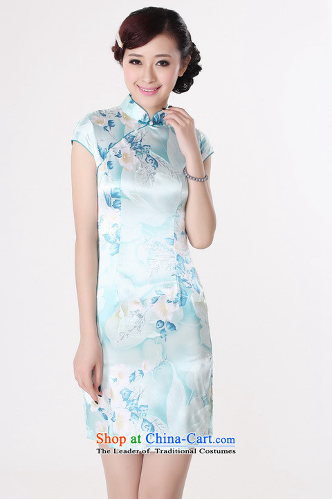 In the new kit stylish improved female mounting angled neck stamp short-sleeved cheongsam dress LJ5132 girl  S pictures, price light blue, brand platters! The elections are supplied in the national character of distribution, so action, buy now enjoy more preferential! As soon as possible.