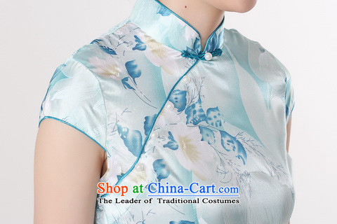 In the new kit stylish improved female mounting angled neck stamp short-sleeved cheongsam dress LJ5132 girl  S pictures, price light blue, brand platters! The elections are supplied in the national character of distribution, so action, buy now enjoy more preferential! As soon as possible.