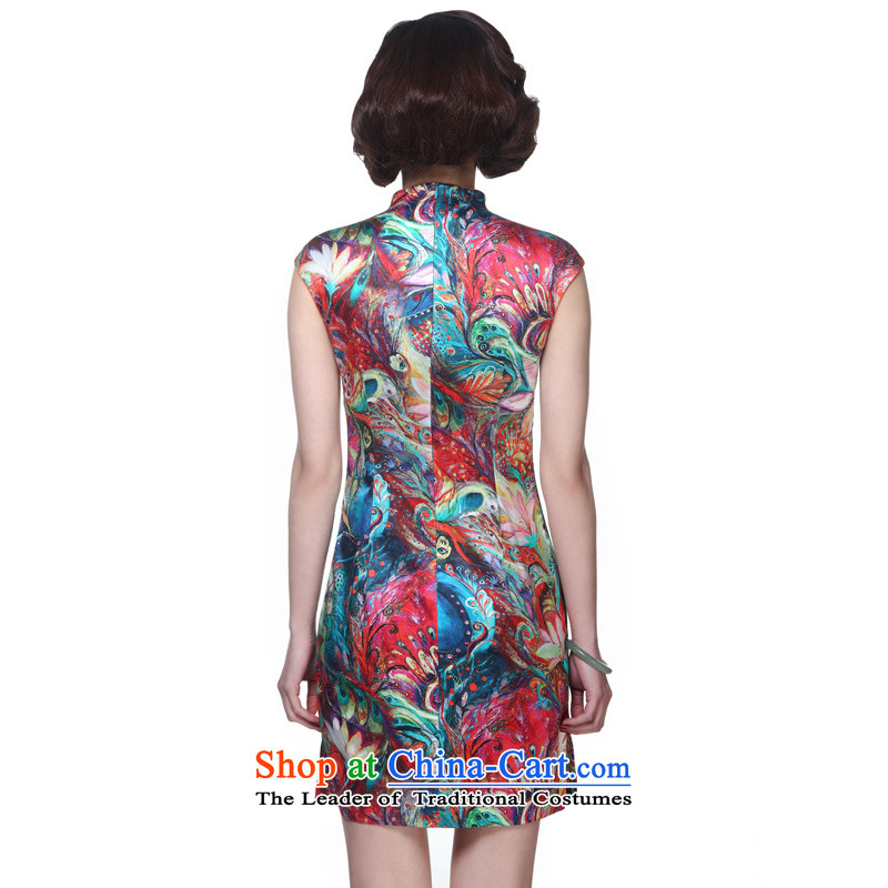 Wood of 2015 Summer really new Chinese silk cheongsam dress stylish cheongsam dress female 42741 email package 12 Dark Yellow Xxl(a), wood really a , , , shopping on the Internet