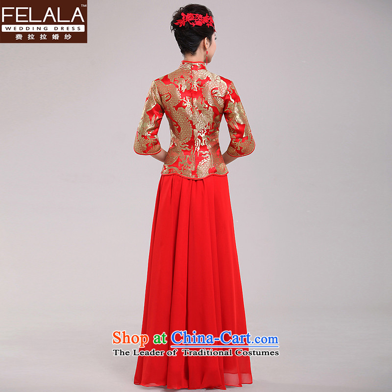 Ferrara winter red bride bows dress Chinese dragon and improved use of Qipao long evening dresses , L, Sau San Ferrara wedding (FELALA) , , , shopping on the Internet