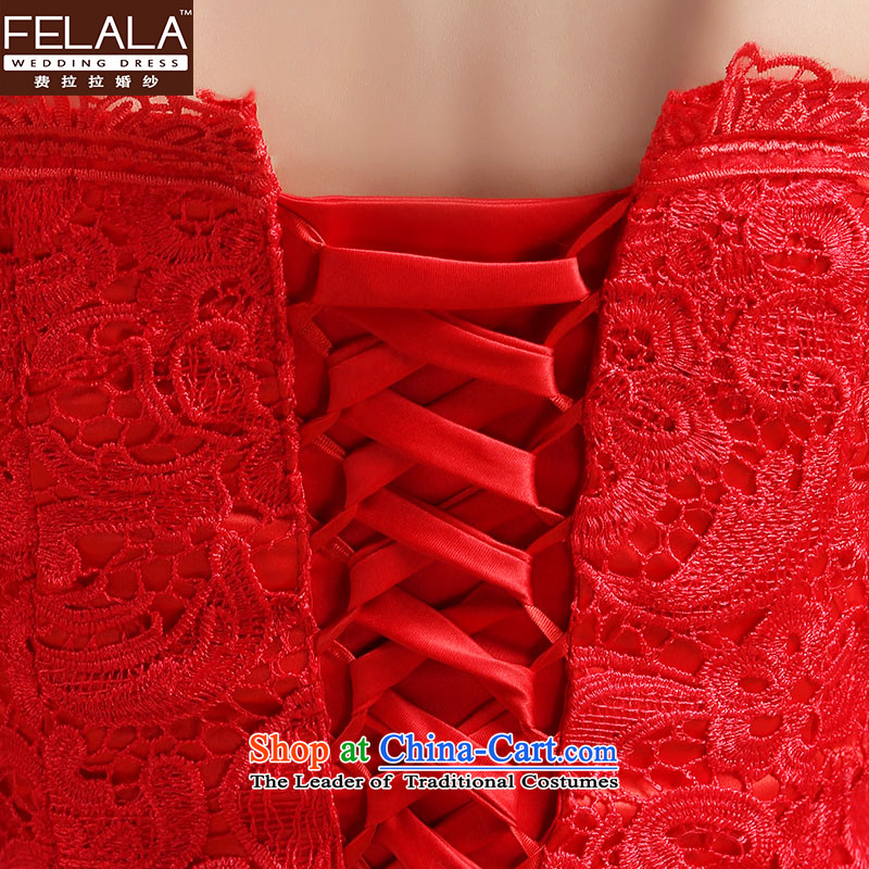 The word of Ferrara shoulder water-soluble lace bows services red dress in bride long-sleeved straps to align spring, M Ferrara wedding (FELALA) , , , shopping on the Internet