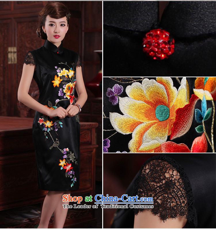 Love Birds of nomination fragrant spring 2015 new traditional hand made embroidered heavyweight Silk Cheongsam QD465 black - 20 days pre-sale is made up of the XL Photo, prices, brand platters! The elections are supplied in the national character of distribution, so action, buy now enjoy more preferential! As soon as possible.