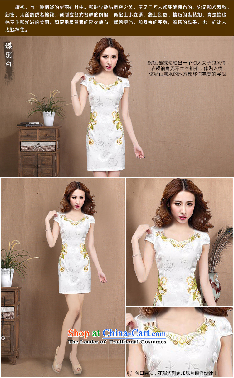 2015 Women's dresses skirt summer Stylish retro Sau San daily qipao improved the skirt of her dress short Butterfly Lovers apricot M brand, prices, picture platters! The elections are supplied in the national character of distribution, so action, buy now enjoy more preferential! As soon as possible.