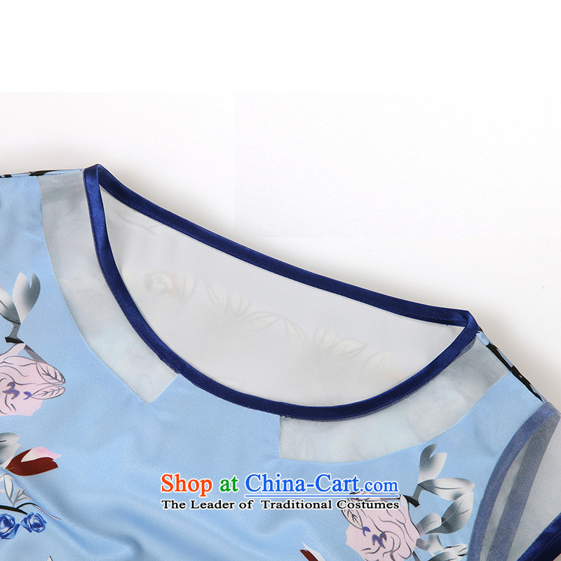 [Sau Kwun Tong] like elegant qipao women 2014 Summer skirt the new Chinese cheongsam dress QD4404 improved stylish light blue , L, Sau Kwun Tong shopping on the Internet has been pressed.