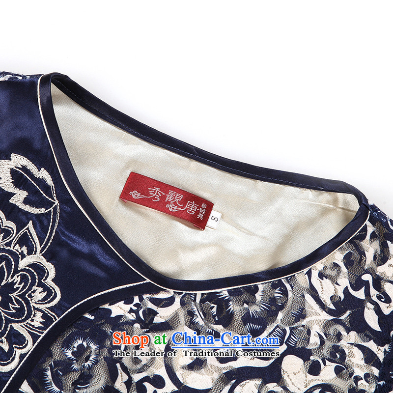 [Sau Kwun Tong] Yuen Ching summer new daily qipao 2015 Summer Chinese cheongsam dress improved blue QD4427 dark blue , Sau Kwun Tong shopping on the Internet has been pressed.
