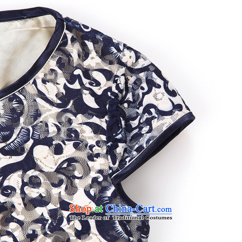 [Sau Kwun Tong] Yuen Ching summer new daily qipao 2015 Summer Chinese cheongsam dress improved blue QD4427 dark blue , Sau Kwun Tong shopping on the Internet has been pressed.