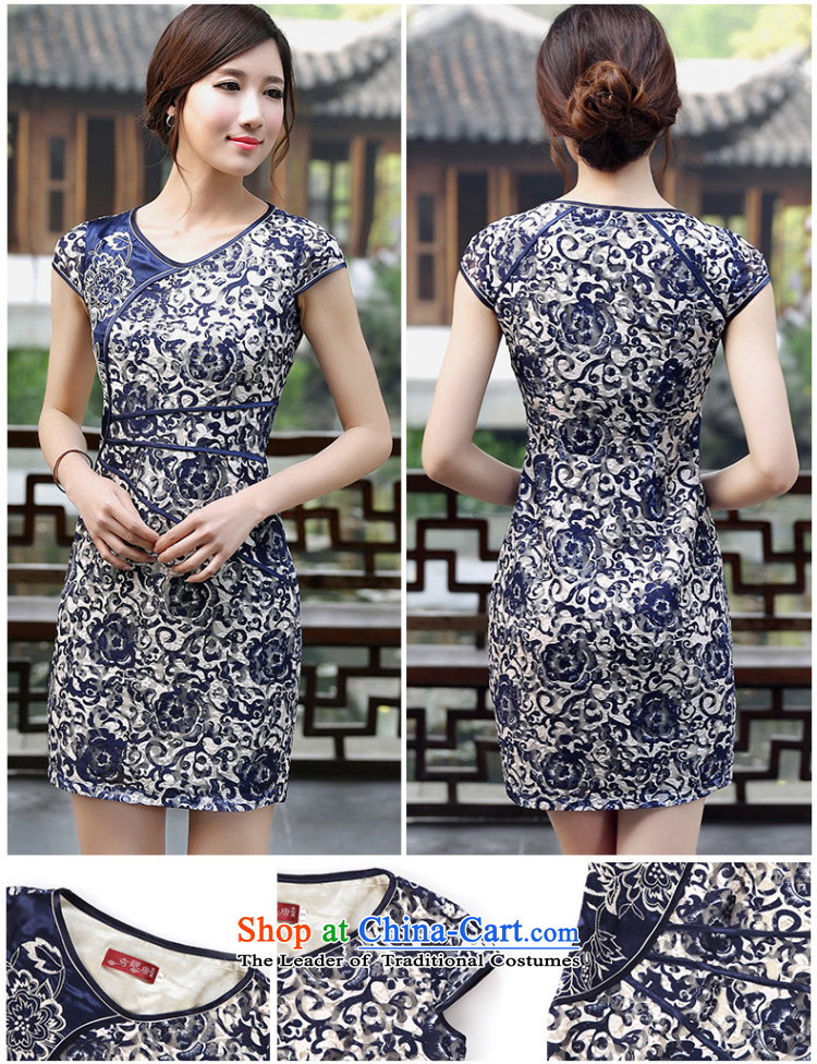[Sau Kwun Tong] Yuen Ching summer new daily qipao 2015 Summer Chinese cheongsam dress improved blue QD4427 DARK BLUE S picture, prices, brand platters! The elections are supplied in the national character of distribution, so action, buy now enjoy more preferential! As soon as possible.