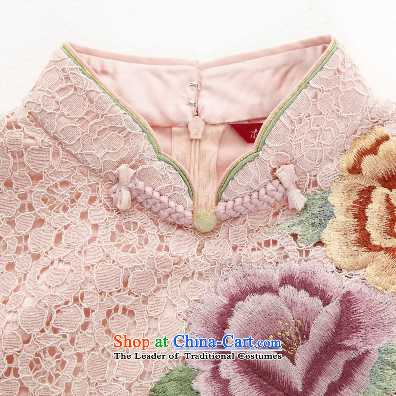 The Tang Dynasty outfits wood really 2015 new Chinese lace improved qipao short of Sau San dresses Female 21811 19-pack Light Pink XXL, wood really a , , , shopping on the Internet