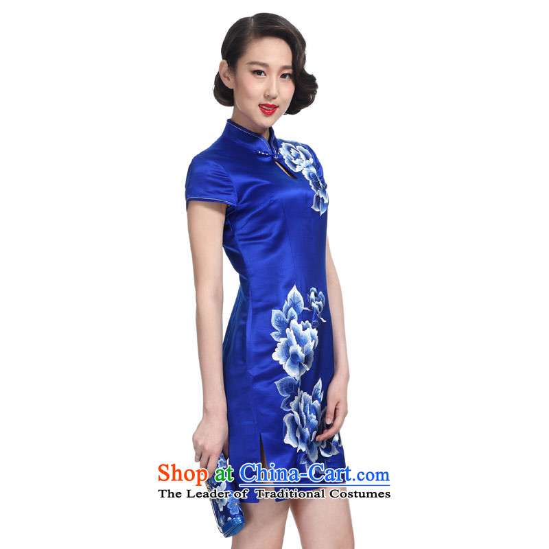 The Tang Dynasty outfits wood really spring 2015 New Silk Cheongsam dress Chinese improvements Sau San skirt female skirt 22110 10 blue wooden really a , , , Xxl(b), shopping on the Internet