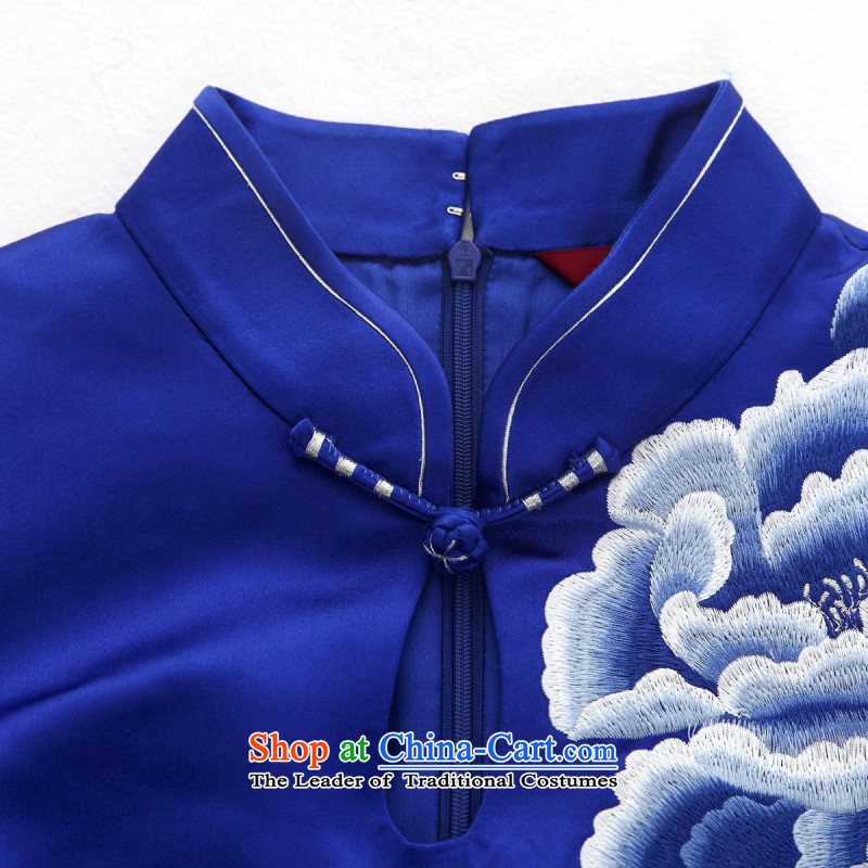 The Tang Dynasty outfits wood really spring 2015 New Silk Cheongsam dress Chinese improvements Sau San skirt female skirt 22110 10 blue wooden really a , , , Xxl(b), shopping on the Internet