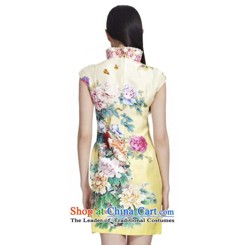The MOZEN2015 wood really summer China wind collar short of Sau San Silk Cheongsam Female 00960 email 13 yellow package L, wooden really a , , , shopping on the Internet