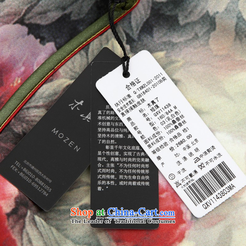 Wooden spring and summer of 2015 Really China wind silk peony stamp short of Qipao Female 11438 03 S, wooden really the cream , , , shopping on the Internet