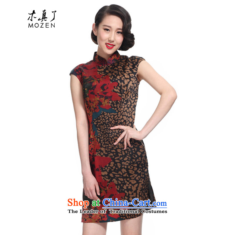 Wooden spring and summer of 2015 really new Silk Leopard Stamp short of Qipao Chinese Female?32459 00?Xxl_b_ colorfulness skirt