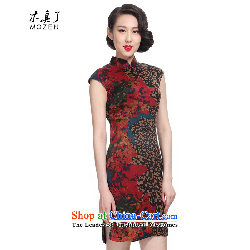 Wooden spring and summer of 2015 really new Silk Leopard Stamp short of Qipao Chinese Female 32459 00 Xxl(b), Colorfulness Skirts : really a , , , shopping on the Internet