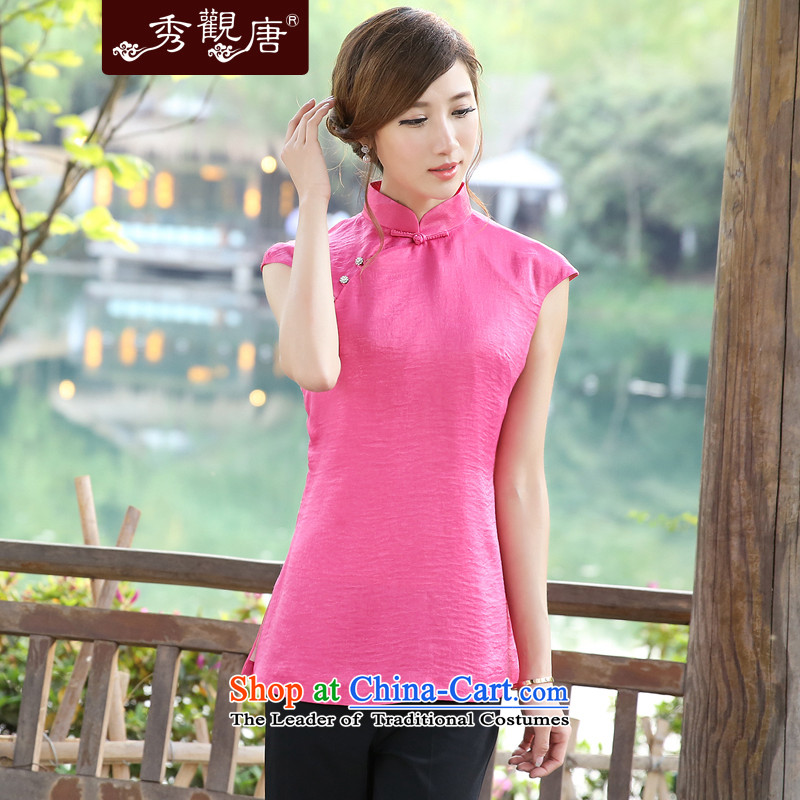 [Sau Kwun Tong] Director Tang Ya-pigment blouses 2015 Summer retro Chinese shirt G13518 Sau San pink XL, Sau Kwun Tong shopping on the Internet has been pressed.