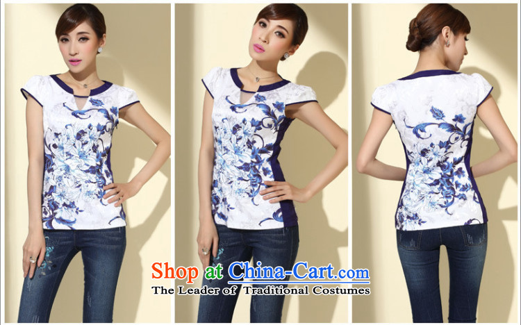 [Sau Kwun Tong] Magnolia Fong new summer 2015 of Chinese short-sleeved T-shirt V-Neck Stamp Sau San T-shirt P4107 Chinese White M picture, prices, brand platters! The elections are supplied in the national character of distribution, so action, buy now enjoy more preferential! As soon as possible.