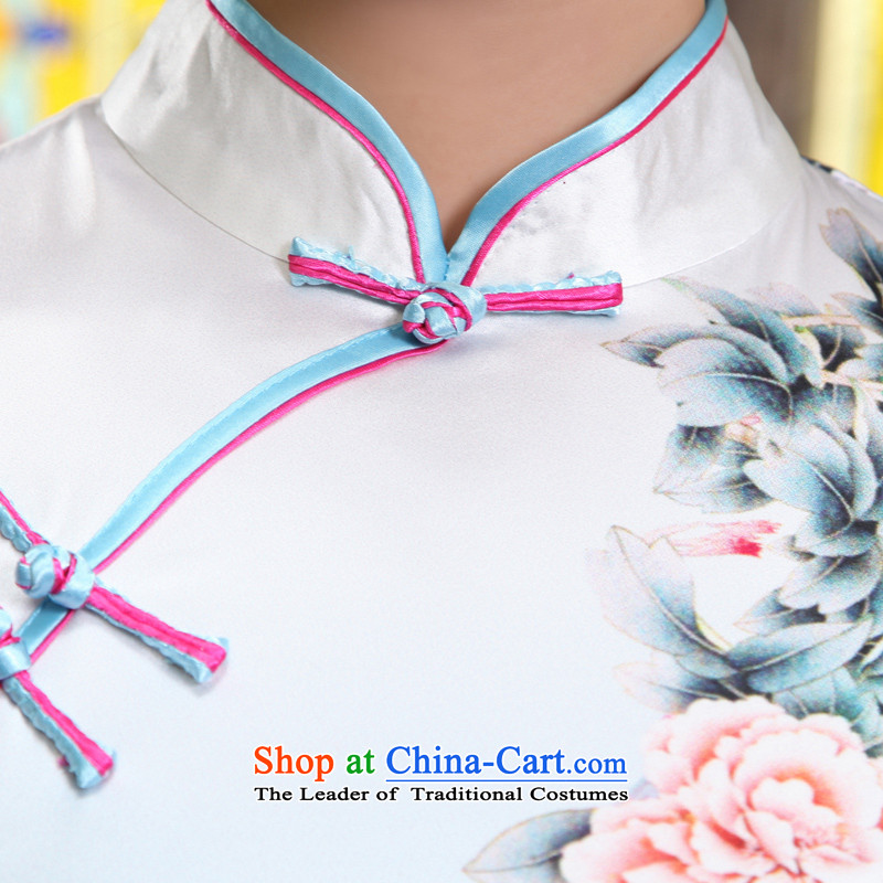 [Sau Kwun Tong] Peony Pavilion heavyweight Silk Cheongsam 2015 Summer retro upscale silk cheongsam dress G81155 load mother suit, L, Soo-View short Tang , , , shopping on the Internet