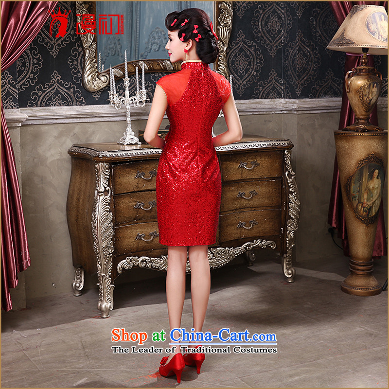 The early evening dresses New Man, 2015 on red short of the forklift truck graphics thin retro qipao Sau San bows services red XL, married man early shopping on the Internet has been pressed.
