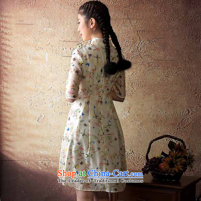 A Pinwheel Without Wind if Yu Chun Yat Load New Stylish retro qipao improved cheongsam dress female cheongsam dress Yellow XL, Yat Lady , , , shopping on the Internet