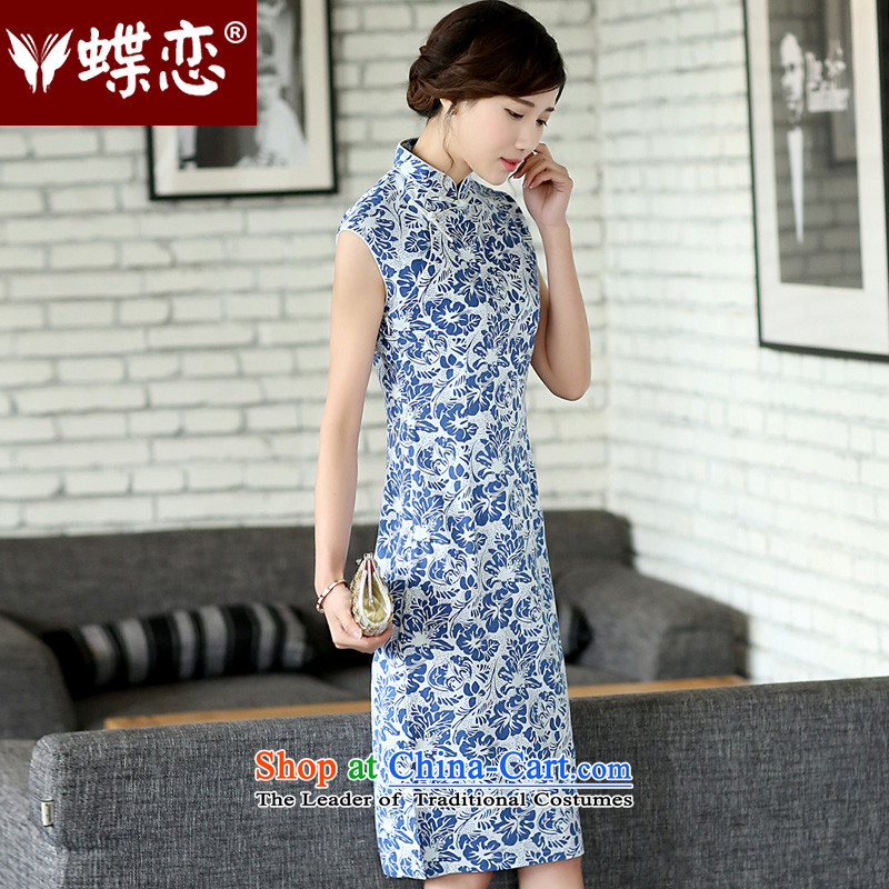 The Butterfly Lovers 2015 Summer new women's national retro improved cheongsam dress daily fashion cheongsam 45007 Sau San XXL, orchid garden land small shopping on the Internet has been pressed.