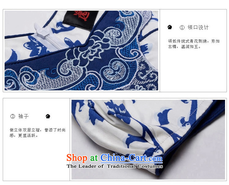 【 Yat lady health 2015 new tattoo summer China wind dresses cheongsam dress summer women of ethnic dresses blue S picture, prices, brand platters! The elections are supplied in the national character of distribution, so action, buy now enjoy more preferential! As soon as possible.