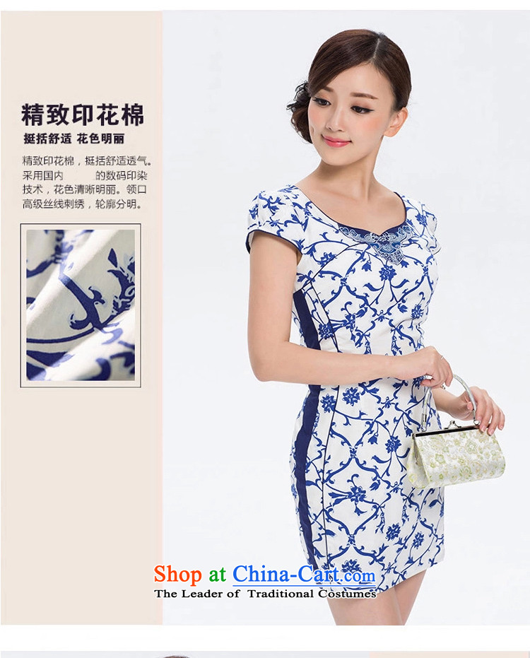 【 Yat lady health 2015 new tattoo summer China wind dresses cheongsam dress summer women of ethnic dresses blue S picture, prices, brand platters! The elections are supplied in the national character of distribution, so action, buy now enjoy more preferential! As soon as possible.