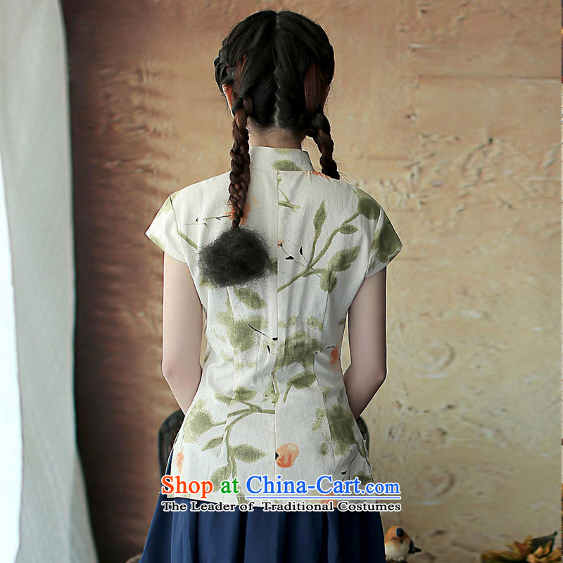 【 Yat lady health Asakusa cotton linen dresses stylish shirt qipao summer improvement of Tang Dynasty, Ethnic Women fancy L-, Yat Lady , , , shopping on the Internet