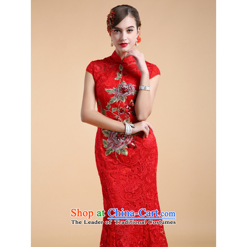 158 Color 2013, guoisya wedding dresses retro winter embroidery lace marriage bows dress large red red?S