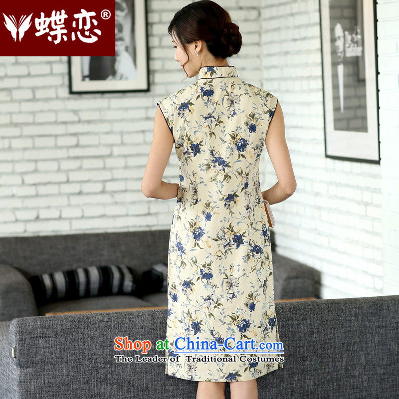 The Butterfly Lovers 2015 Summer new ethnic improved manually on each side of the tray clip of the forklift truck sleeveless linen yarn-dyed jacquard cheongsam dress 45013 pen health spending XXL, Butterfly Lovers , , , shopping on the Internet