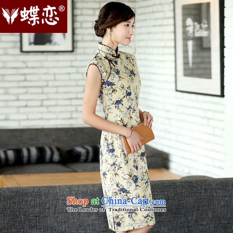 The Butterfly Lovers 2015 Summer new ethnic improved manually on each side of the tray clip of the forklift truck sleeveless linen yarn-dyed jacquard cheongsam dress 45013 pen health spending XXL, Butterfly Lovers , , , shopping on the Internet