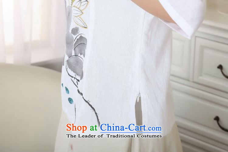 Ms. Li Jing Tong Women's clothes summer blouses cotton linen hand-painted Chinese Han-women improved national wind cuff A0058  2XL( white recommendations 150 - 160131 catty, prices, photo) Brand platters! The elections are supplied in the national character of distribution, so action, buy now enjoy more preferential! As soon as possible.