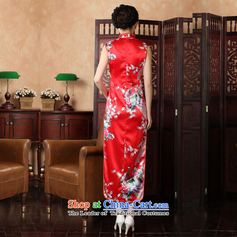158 Jing qipao summer improved retro dresses collar silk cheongsam dress improved Chinese Peacock long KQ1001 J5116 2XL( recommendations 120-130 catty red) 158 jing shopping on the Internet has been pressed.