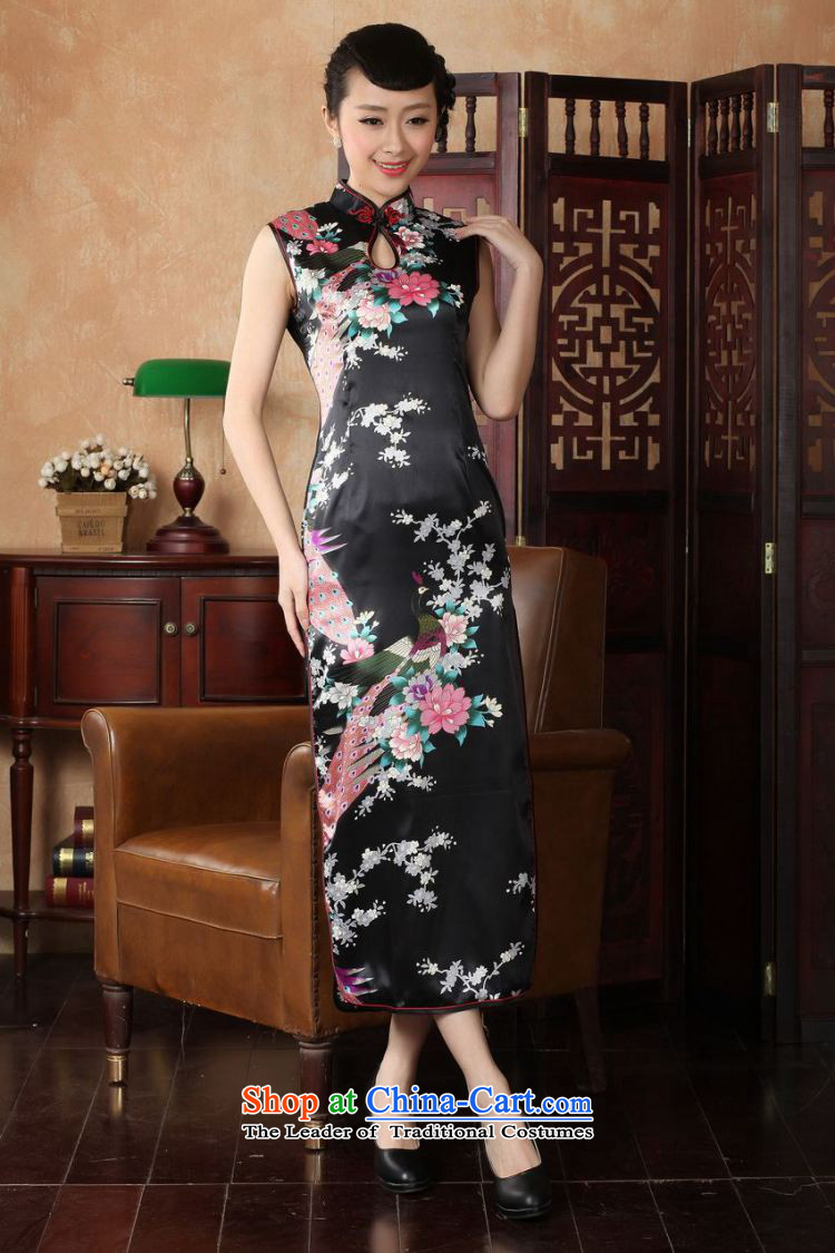 158 Jing qipao summer improved retro dresses collar silk cheongsam dress improved Chinese Peacock long black XL( recommendations 115-120 KQ1001 catties) Picture, prices, brand platters! The elections are supplied in the national character of distribution, so action, buy now enjoy more preferential! As soon as possible.