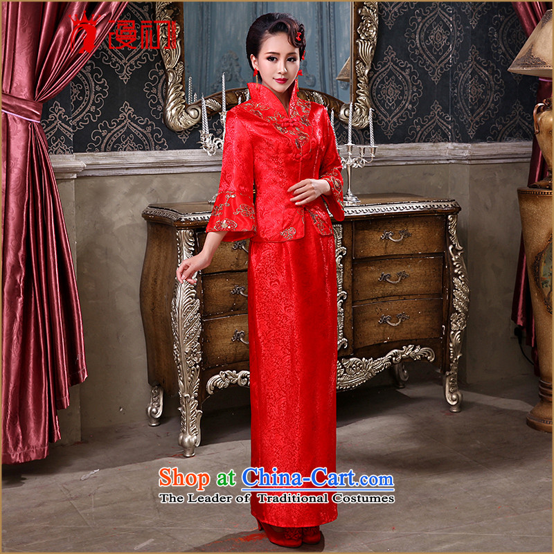 In the early 2015, marriages bows services improved long-sleeved red Chinese antique dresses etiquette will female RED M early man , , , shopping on the Internet
