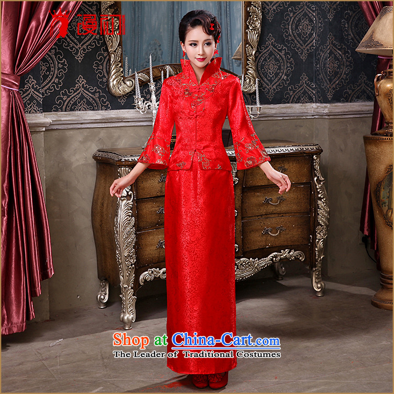 In the early 2015, marriages bows services improved long-sleeved red Chinese antique dresses etiquette will female RED M early man , , , shopping on the Internet
