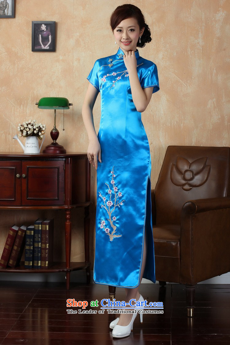 158 Jing qipao summer improved retro dresses damask collar is pressed to Chinese cheongsam dress embroidery improved long XM1001 J3406 2XL( recommendations 120-130 Blue Lagoon catties) Picture, prices, brand platters! The elections are supplied in the national character of distribution, so action, buy now enjoy more preferential! As soon as possible.