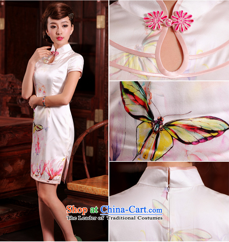 Love of birds and edge Butterfly Spring 2015 Hiu new improved stylish short of Silk Cheongsam QD469 painted pink M picture, prices, brand platters! The elections are supplied in the national character of distribution, so action, buy now enjoy more preferential! As soon as possible.