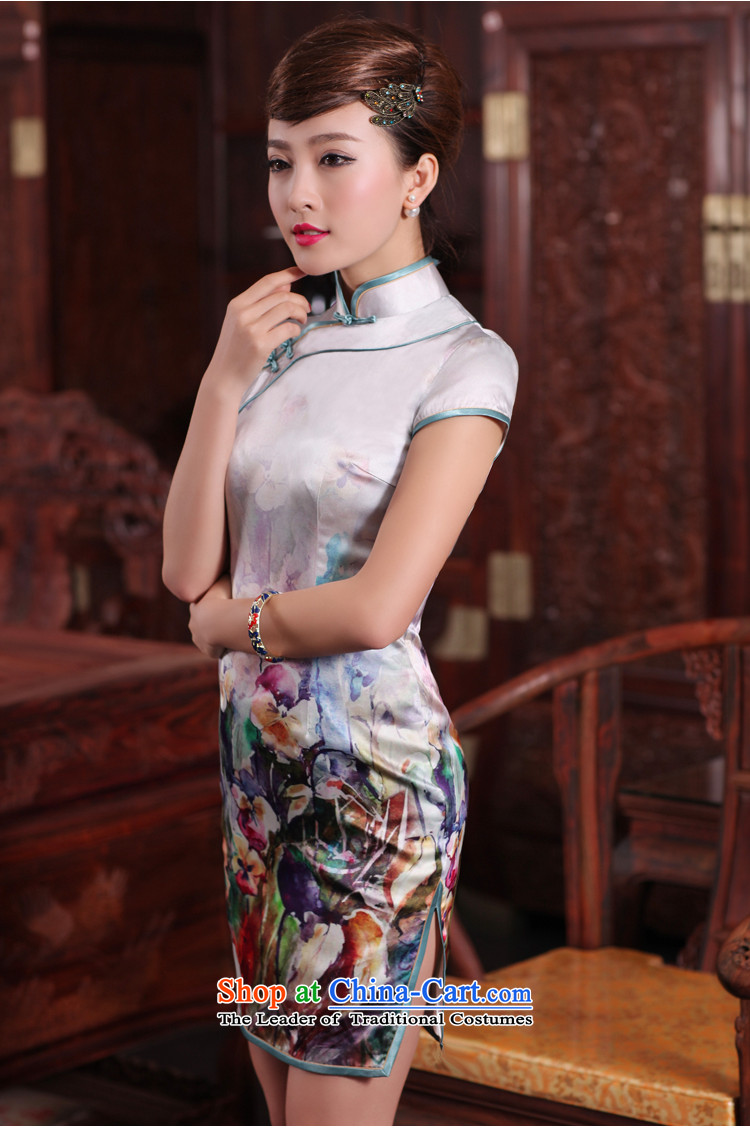 Scent Of Love of birds curtain - 2015 Spring New Silk flower short-sleeved qipao positioning QD468 figure M picture, prices, brand platters! The elections are supplied in the national character of distribution, so action, buy now enjoy more preferential! As soon as possible.